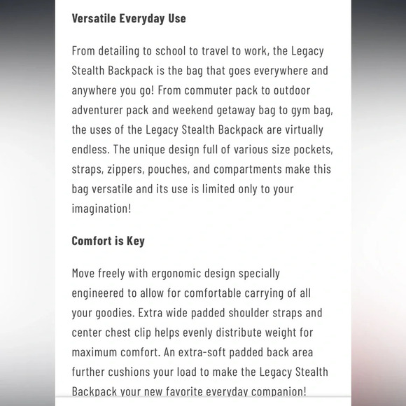 CHEMICAL GUYS BLACK LEGACY STEALTH MULTIPURPOSE BACKPACK travel school work - Picture 15 of 16